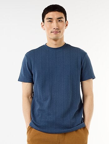 Camiseta lisa de manga corta en punto fantasía