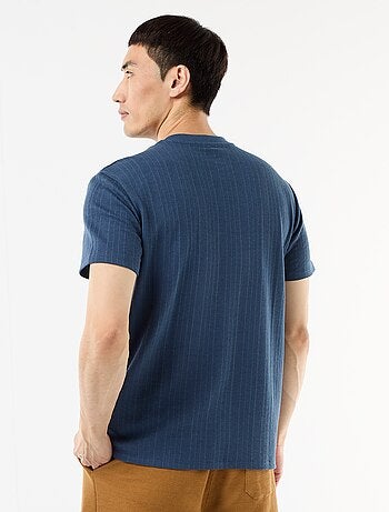 Camiseta lisa de manga corta en punto fantasía