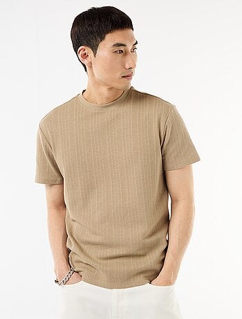 Camiseta lisa de manga corta en punto fantasía