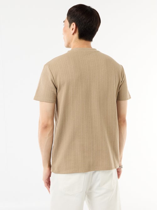 Camiseta lisa de manga corta en punto fantasía - Kiabi
