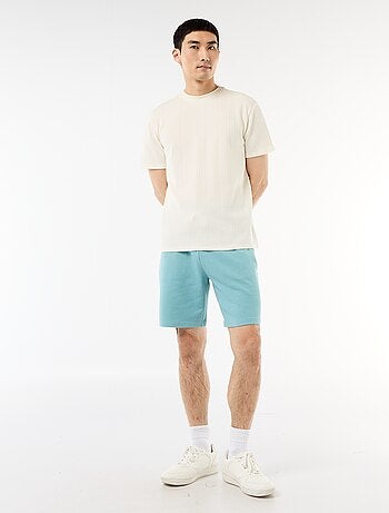 Camiseta lisa de manga corta en punto fantasía