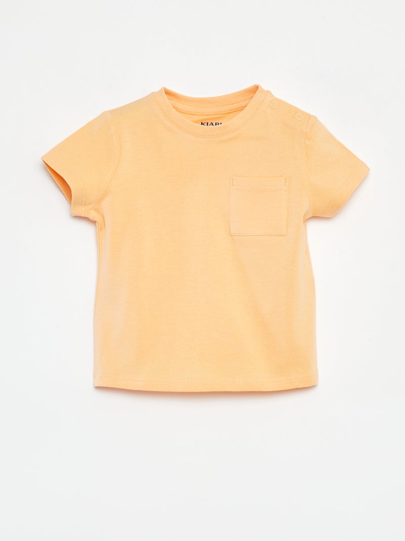 Camiseta lisa de manga corta Naranja - Kiabi