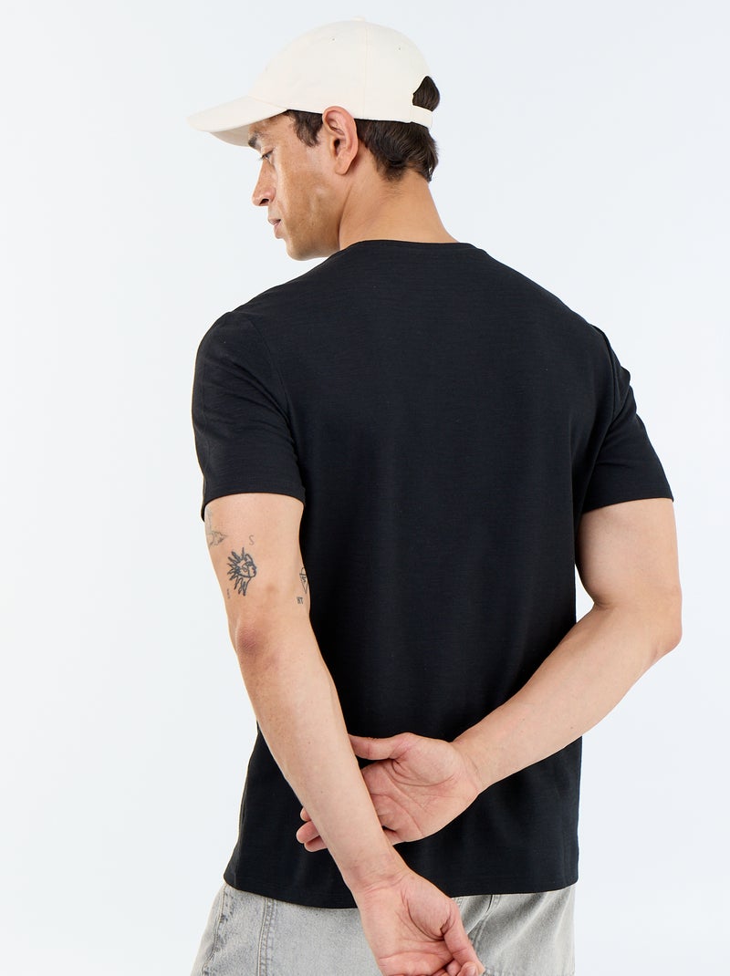Camiseta lisa de manga corta Negro - Kiabi