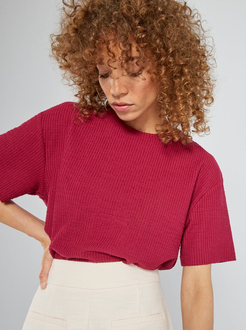 Camiseta lisa de manga corta ROJO - Kiabi