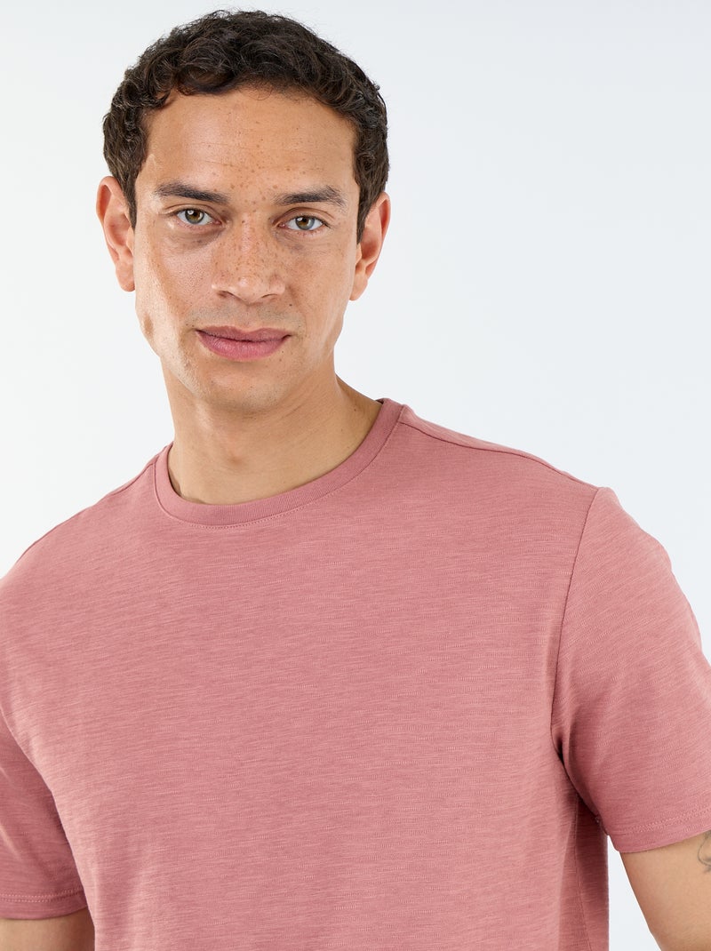 Camiseta lisa de manga corta Rosa - Kiabi