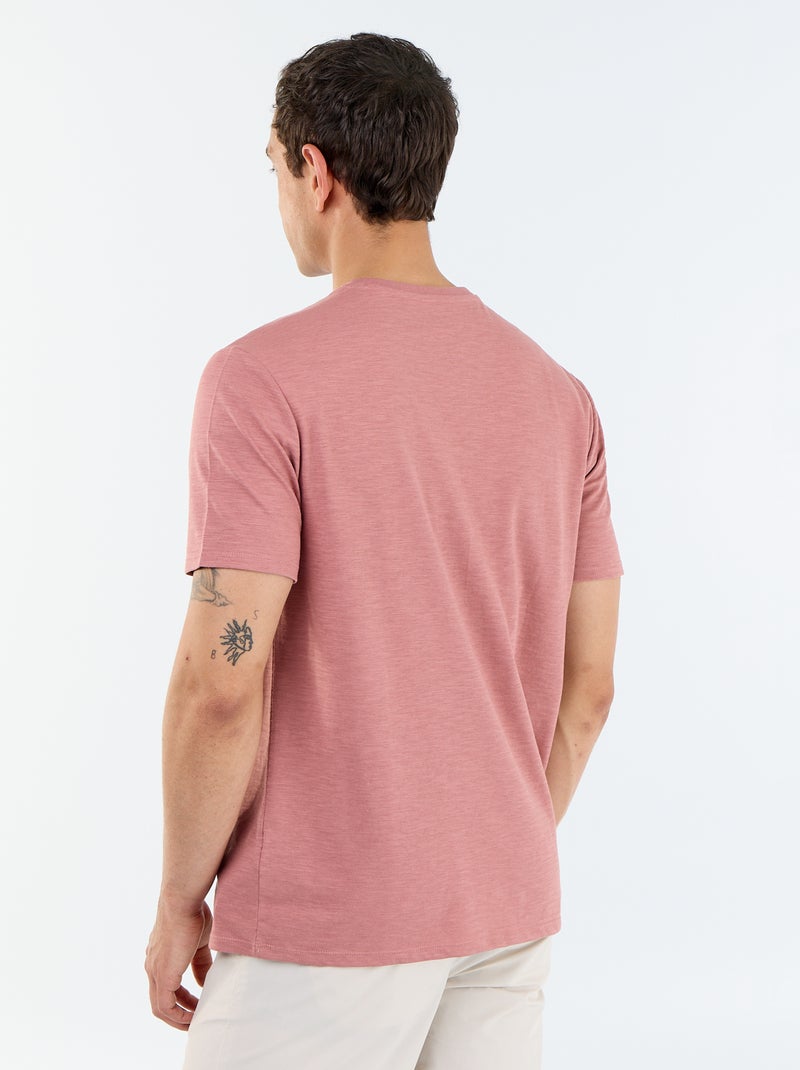 Camiseta lisa de manga corta Rosa - Kiabi