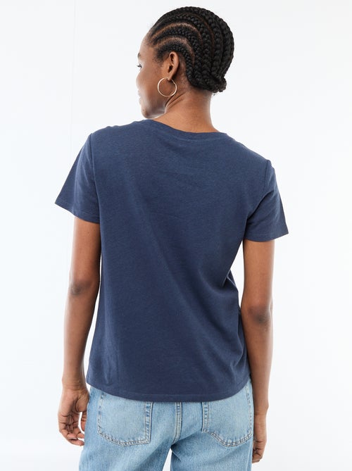 Camiseta lisa de manga corta y cuello redondo - Kiabi