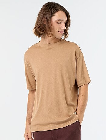 Camiseta lisa de manga corta y cuello redondo