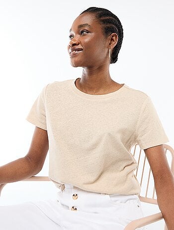 Camiseta lisa de manga corta y cuello redondo