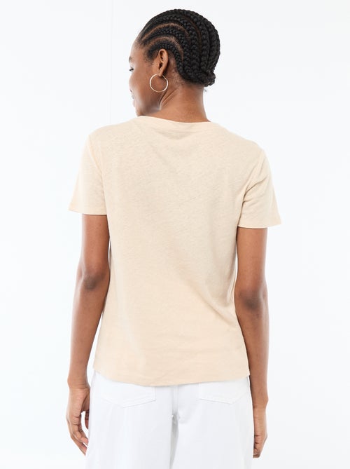 Camiseta lisa de manga corta y cuello redondo - Kiabi