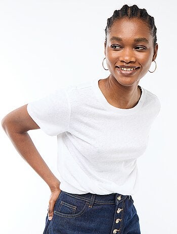 Camiseta lisa de manga corta y cuello redondo