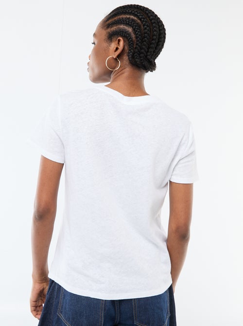 Camiseta lisa de manga corta y cuello redondo - Kiabi