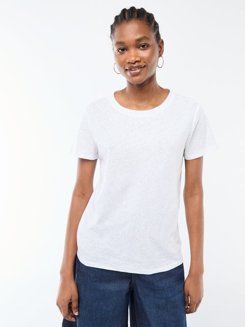 Camiseta lisa de manga corta y cuello redondo - Kiabi