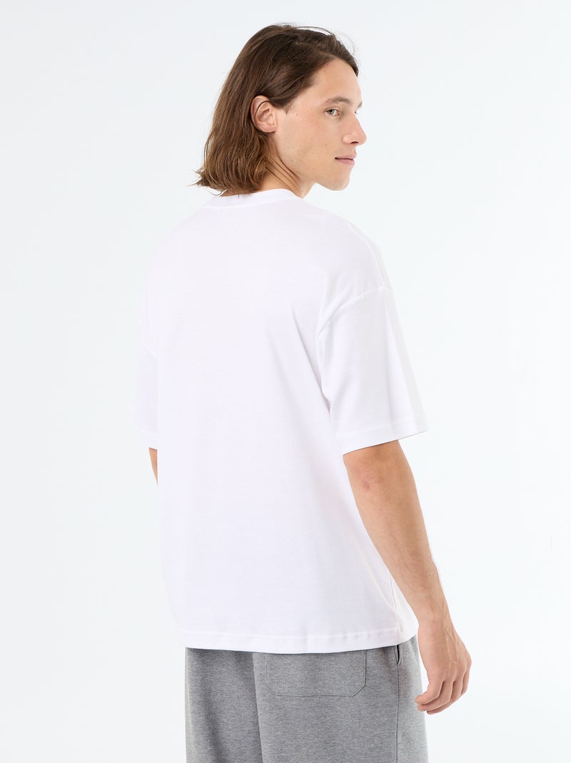 Camiseta lisa de manga corta y cuello redondo Blanco - Kiabi