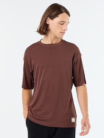Camiseta lisa de manga corta y cuello redondo