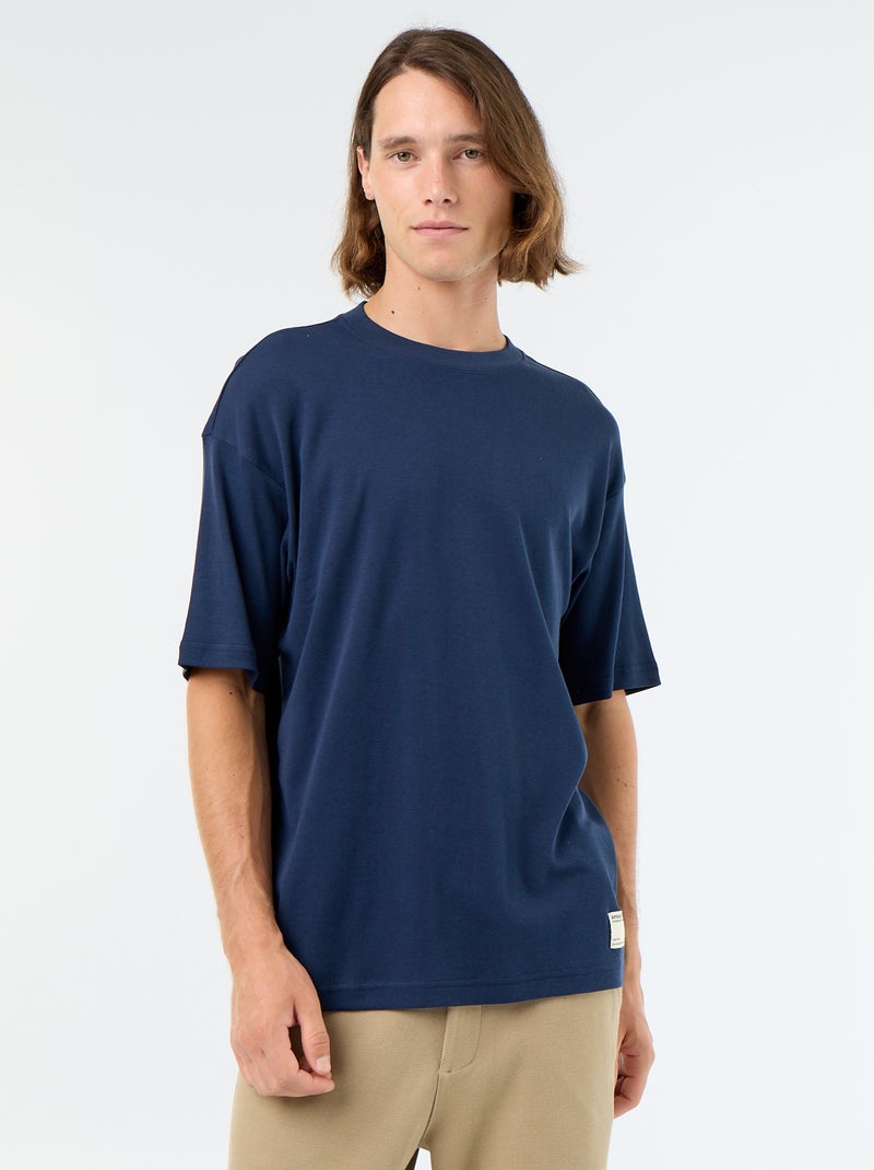Camiseta lisa de manga corta y cuello redondo Negro - Kiabi