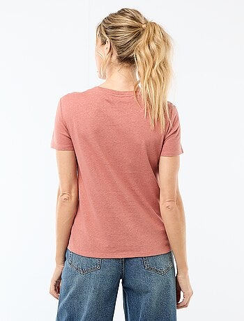 Camiseta lisa de manga corta y cuello redondo