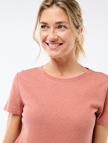 Camiseta lisa de manga corta y cuello redondo