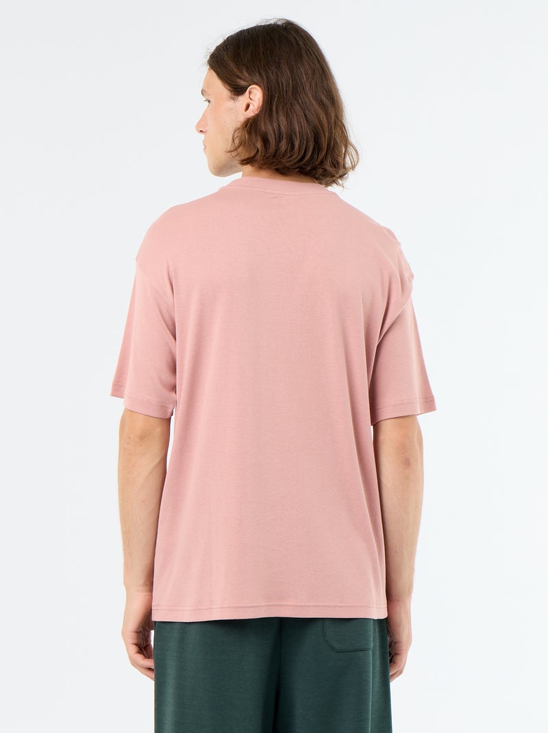 Camiseta lisa de manga corta y cuello redondo Rosa - Kiabi
