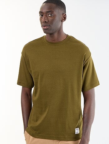 Camiseta lisa de manga corta y cuello redondo