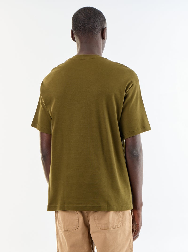 Camiseta lisa de manga corta y cuello redondo Verde - Kiabi