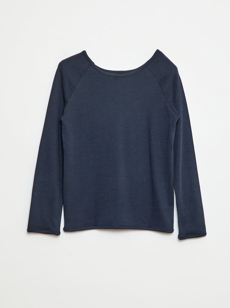 Camiseta lisa de manga larga - colección fácil de poner azul - Kiabi