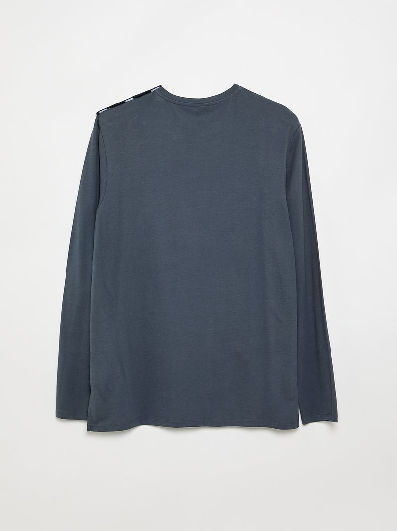 Camiseta lisa de manga larga - colección fácil de poner Azul - Kiabi