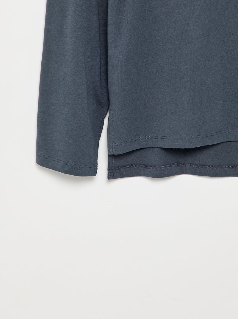 Camiseta lisa de manga larga - colección fácil de poner Azul - Kiabi