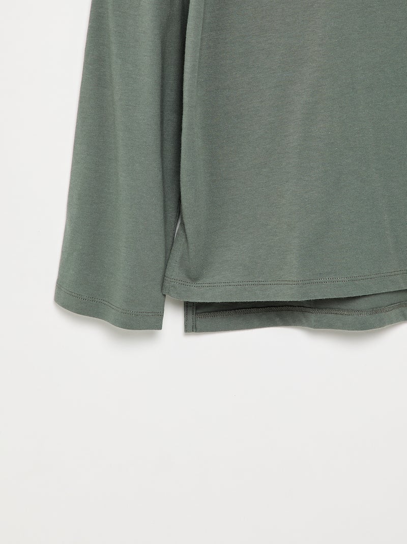 Camiseta lisa de manga larga - colección fácil de poner Verde - Kiabi