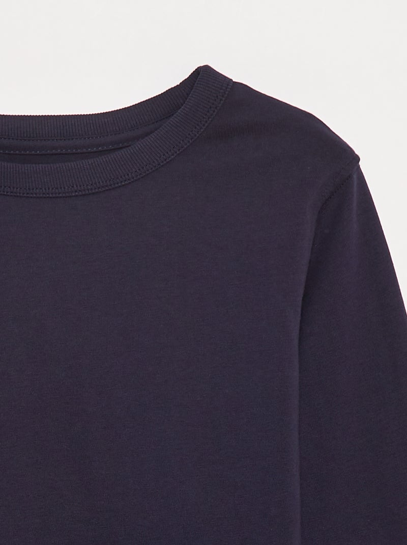Camiseta lisa de manga larga azul - Kiabi