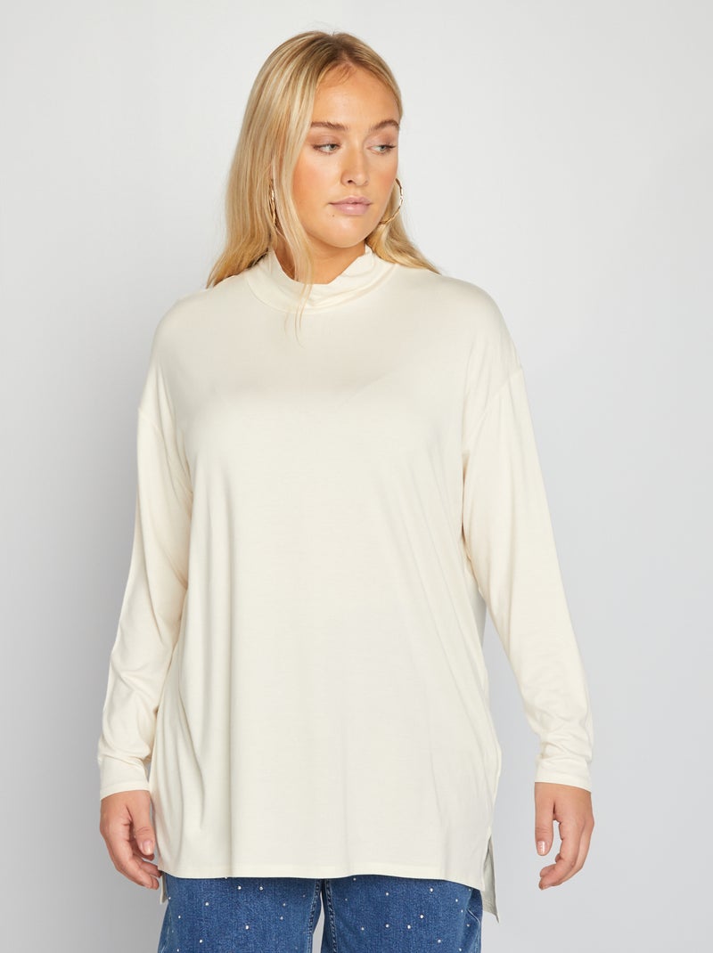 Camiseta lisa de manga larga BEIGE - Kiabi