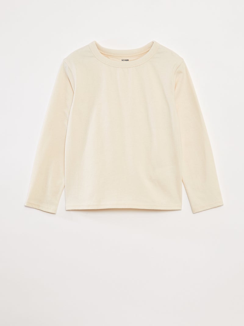 Camiseta lisa de manga larga Blanco - Kiabi