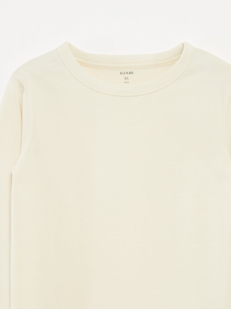 Camiseta lisa de manga larga Blanco - Kiabi