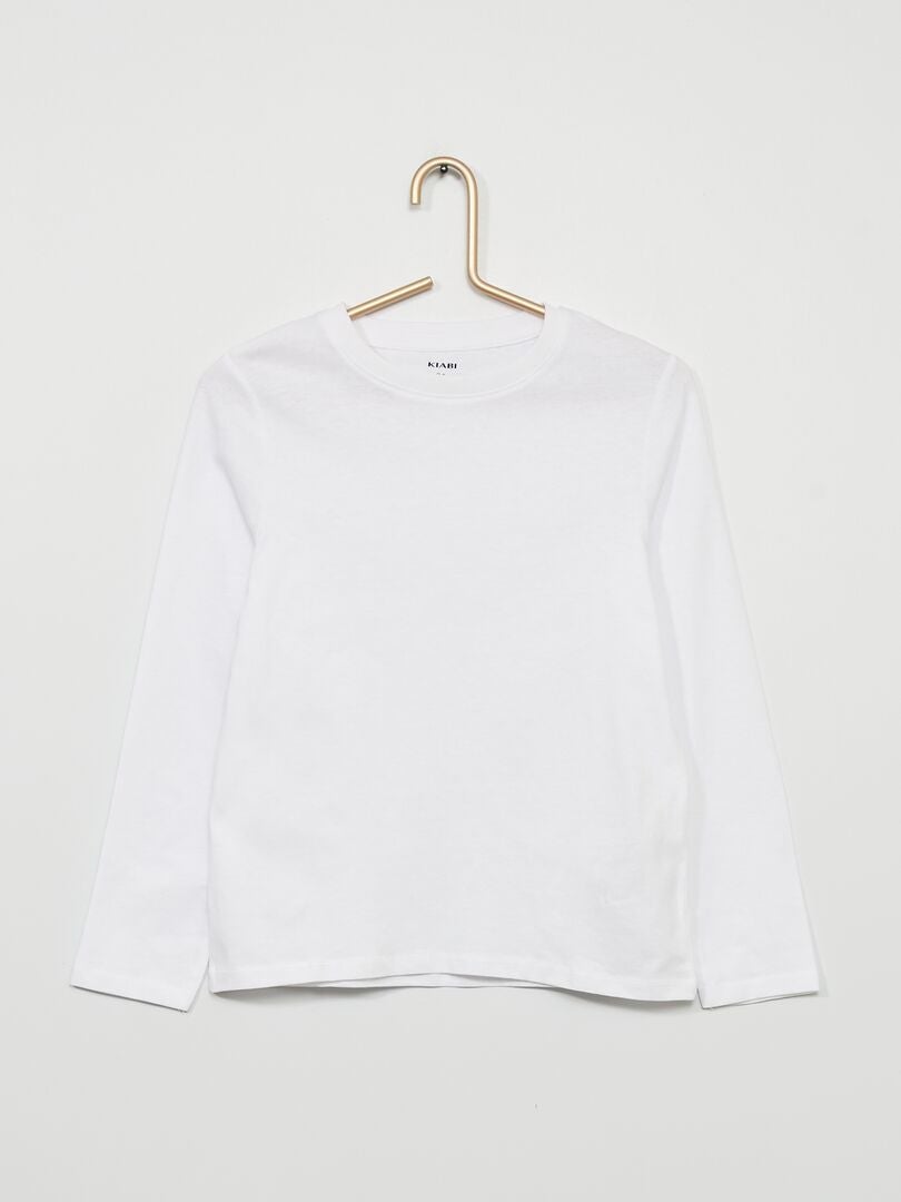Camiseta lisa de manga larga Blanco - Kiabi