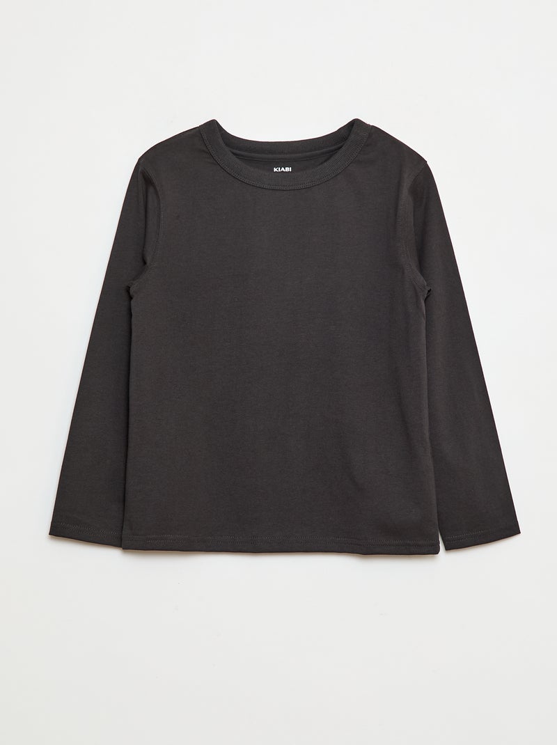 Camiseta lisa de manga larga Gris - Kiabi