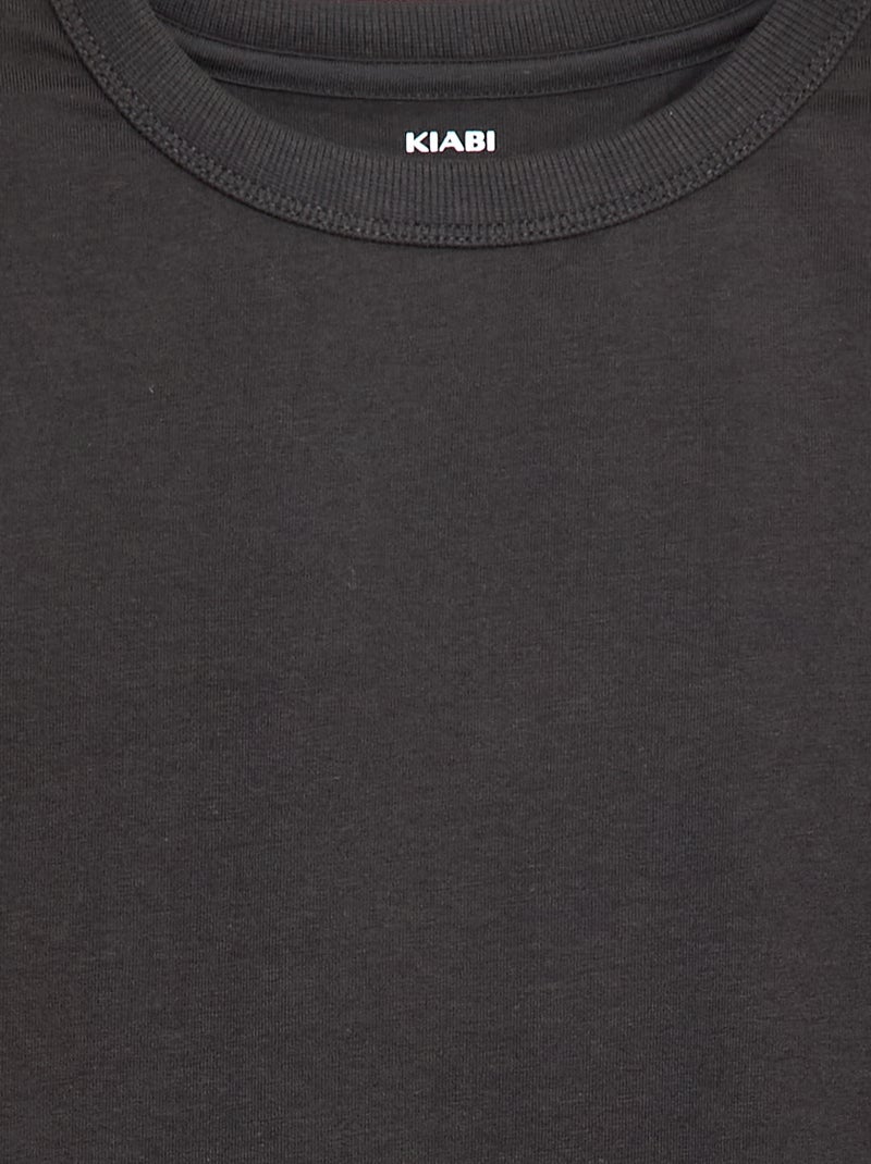 Camiseta lisa de manga larga Gris - Kiabi