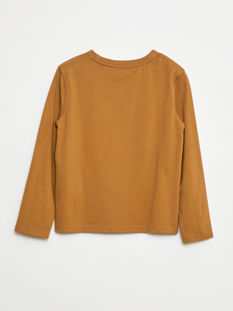 Camiseta lisa de manga larga Marron - Kiabi