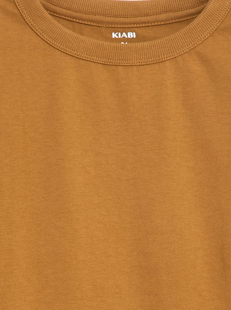 Camiseta lisa de manga larga Marron - Kiabi