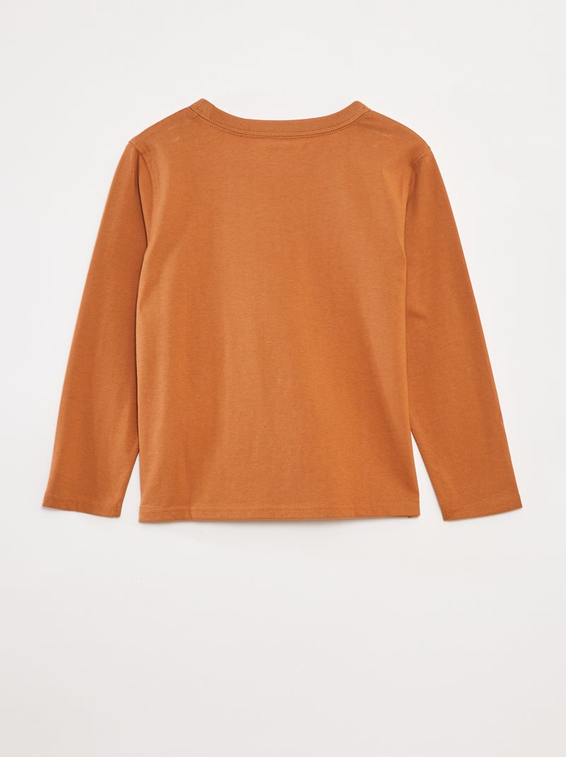 Camiseta lisa de manga larga Marron - Kiabi