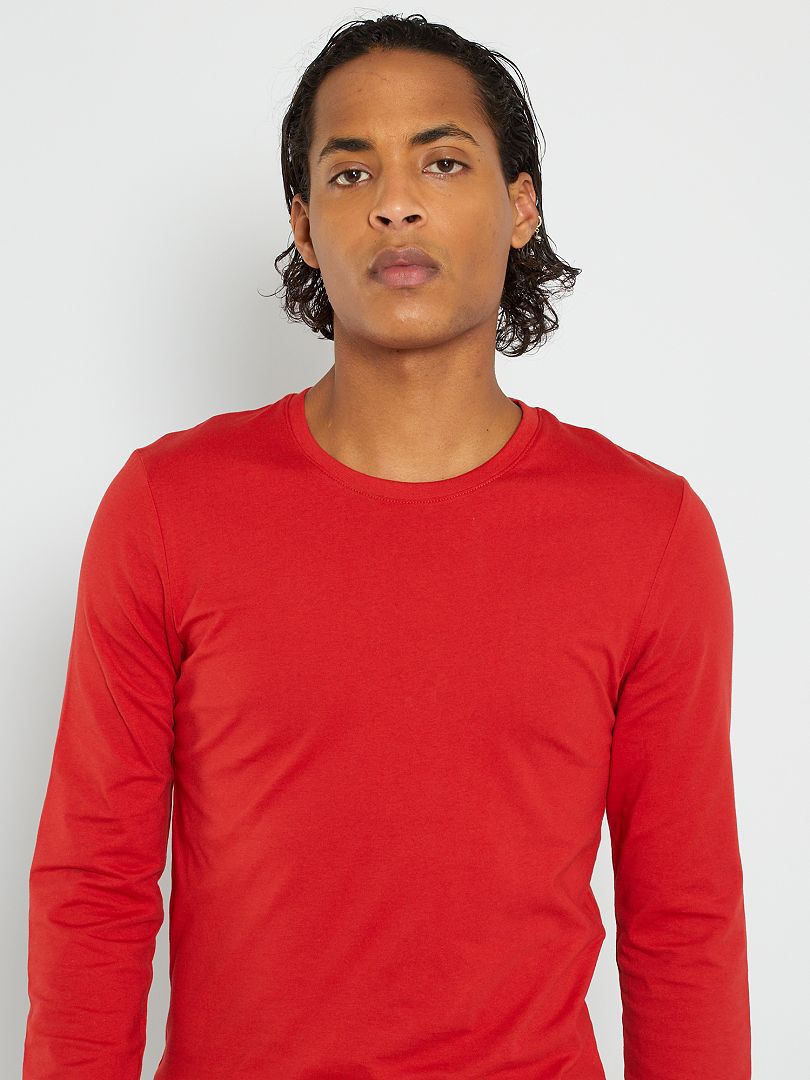 Camiseta lisa de larga - rojo bombero - Kiabi - 4.00€