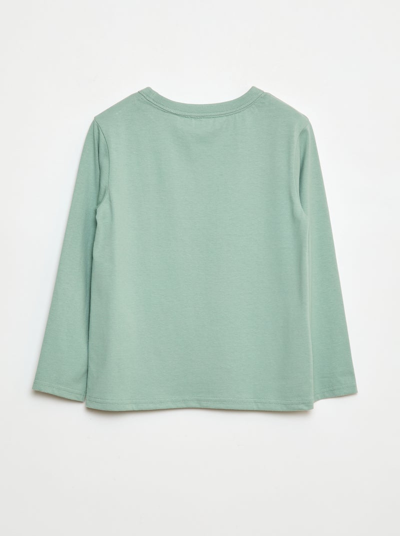 Camiseta lisa de manga larga Verde - Kiabi