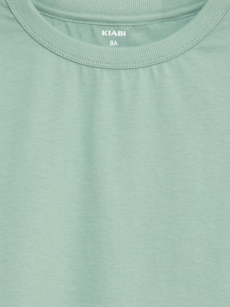 Camiseta lisa de manga larga Verde - Kiabi