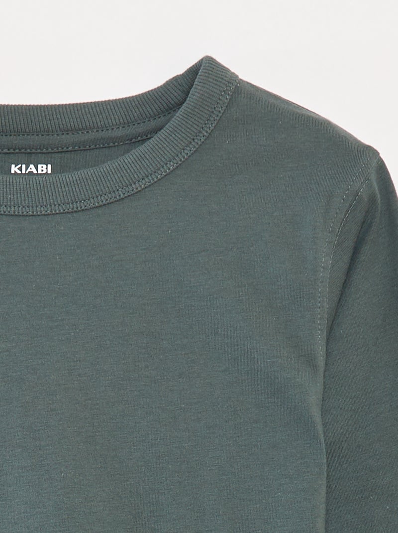 Camiseta lisa de manga larga Verde - Kiabi