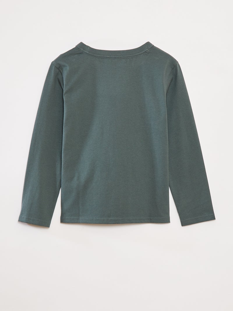 Camiseta lisa de manga larga Verde - Kiabi