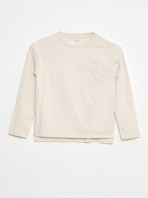 Camiseta lisa de manga larga y bolsillo en el pecho - So Easy - Kiabi