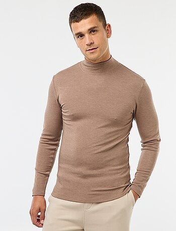 Camiseta lisa de manga larga y cuello alto