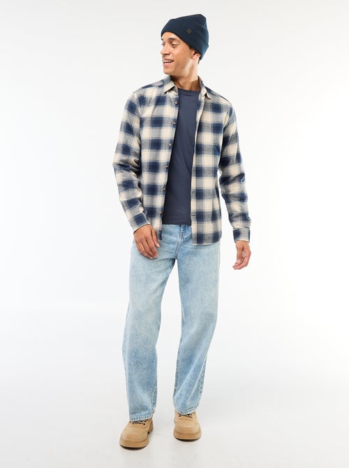 Camiseta lisa de manga larga y cuello redondo - Kiabi