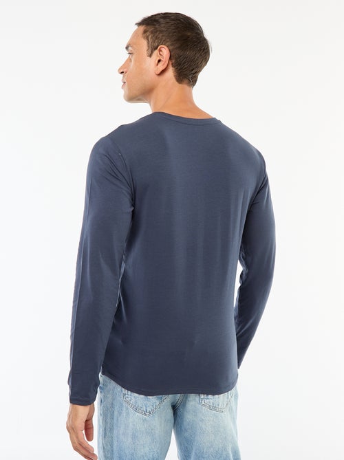 Camiseta lisa de manga larga y cuello redondo - Kiabi