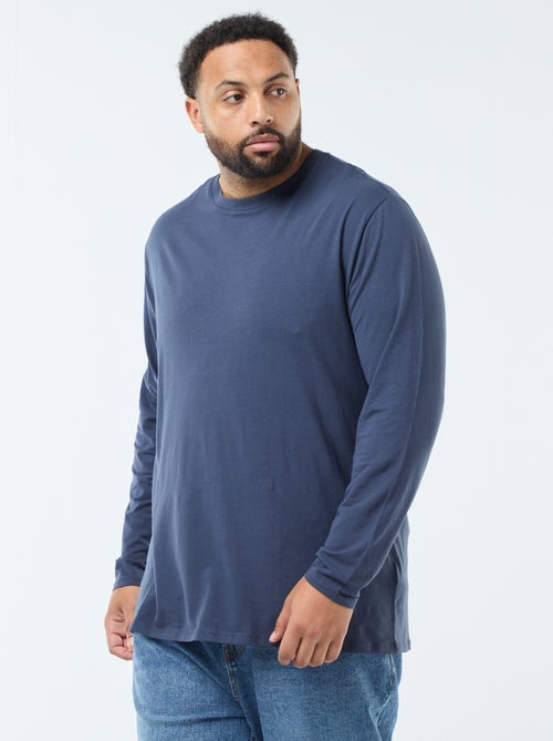 Camiseta lisa de manga larga y cuello redondo - Kiabi