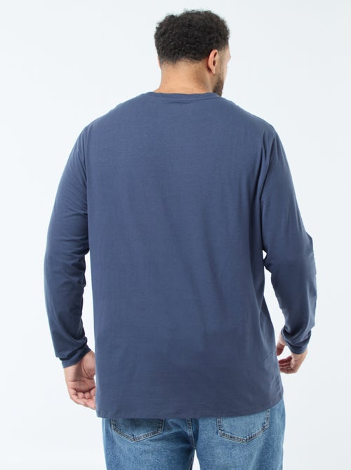 Camiseta lisa de manga larga y cuello redondo - Kiabi